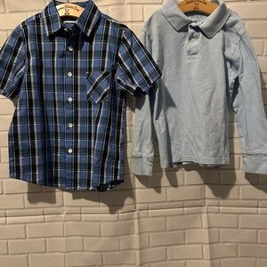 Lot of (2) Blue Long & Short Sleeve Shirts Casual Church School Boys' S 5-6 & 6